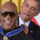 President Barack Obama presents the Presidential Medal of Freedom to musician Stevie Wonder during a ceremony in the East Room of the White House on Nov. 24, 2014, in Washington, D.C. The Presidential Medal of Freedom is the country’s highest civilian honor.
MANDEL NGAN/AFP/Getty Images